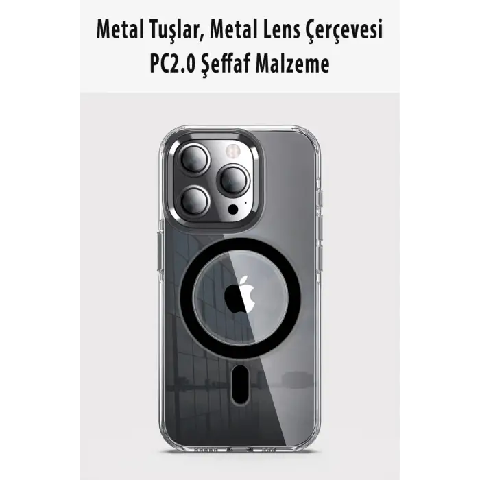 Mey İthalat®   iPhone 15 Pro Max Kılıf Crystal Magsafe Kapak - Şeffaf