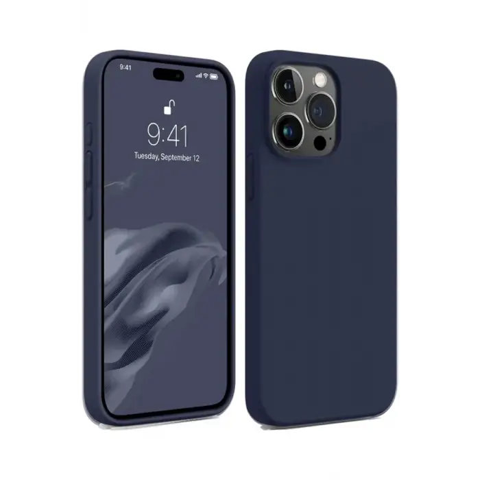 Mey İthalat®   iPhone 15 Pro Max Kılıf First Silikon - Lacivert