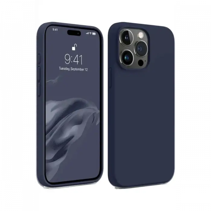 Mey İthalat®   iPhone 15 Pro Max Kılıf First Silikon - Lacivert