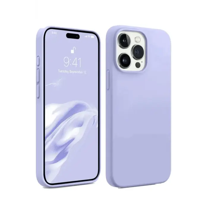 Mey İthalat®   iPhone 15 Pro Max Kılıf First Silikon - Lila