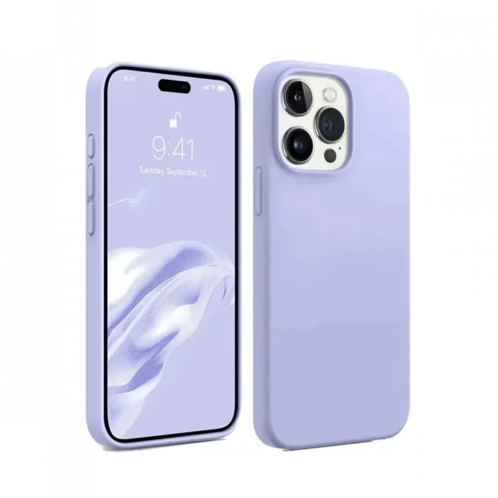 Mey İthalat®   iPhone 15 Pro Max Kılıf First Silikon - Lila