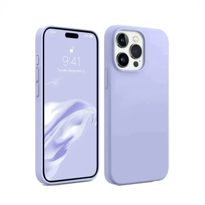 Mey İthalat®   iPhone 15 Pro Max Kılıf First Silikon - Lila
