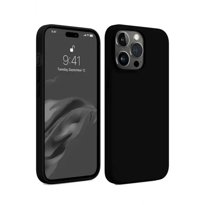 Mey İthalat®   iPhone 15 Pro Max Kılıf First Silikon - Siyah