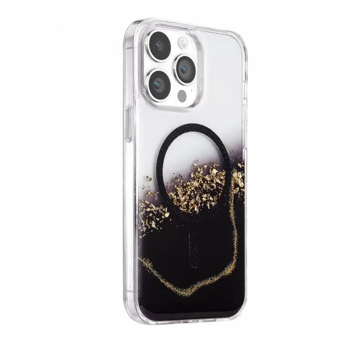 Mey İthalat®   iPhone 15 Pro Max Lotus Simli Magsafe Kapak - Siyah