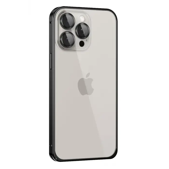 Mey İthalat®   iPhone 15 Pro Max Metal Bumper Mat Kapak - Siyah
