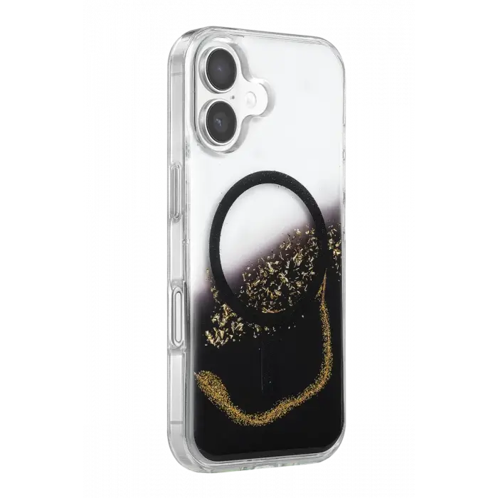 Mey İthalat®   iPhone 16 Lotus Simli Magsafe Kapak - Siyah