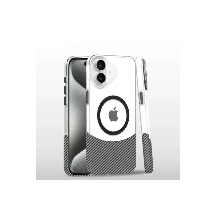 Mey İthalat®   iPhone 16 Plus Carbon Puzzle Magsafe Kapak - Beyaz