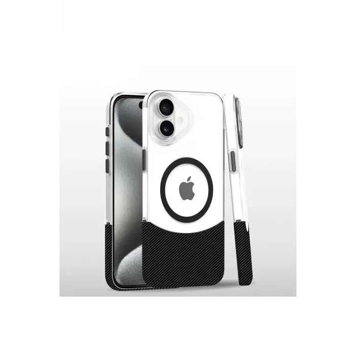 Mey İthalat®   iPhone 16 Plus Carbon Puzzle Magsafe Kapak - Siyah