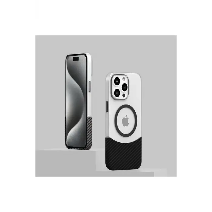 Mey İthalat®   iPhone 16 Plus Carbon Puzzle Magsafe Kapak - Siyah-2