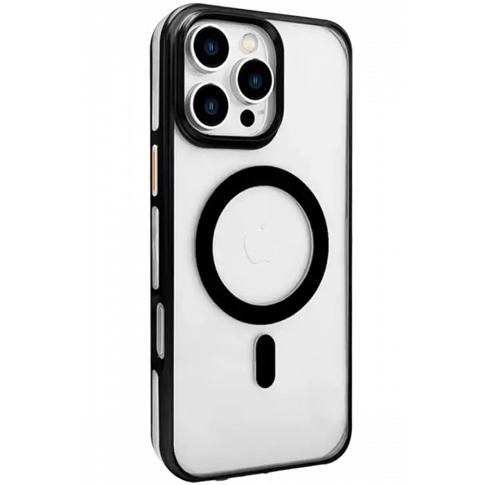 Mey İthalat®   iPhone 16 Pro Max Gleam PC Sert Magsafe Kılıf - Şeffaf-Siyah