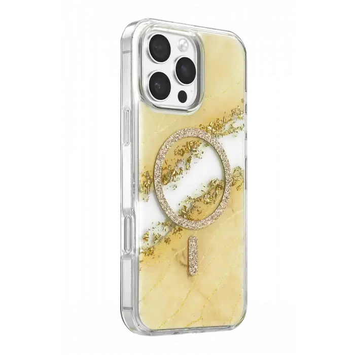 Mey İthalat®   iPhone 16 Pro Max Lotus Simli Magsafe Kapak - Gümüş