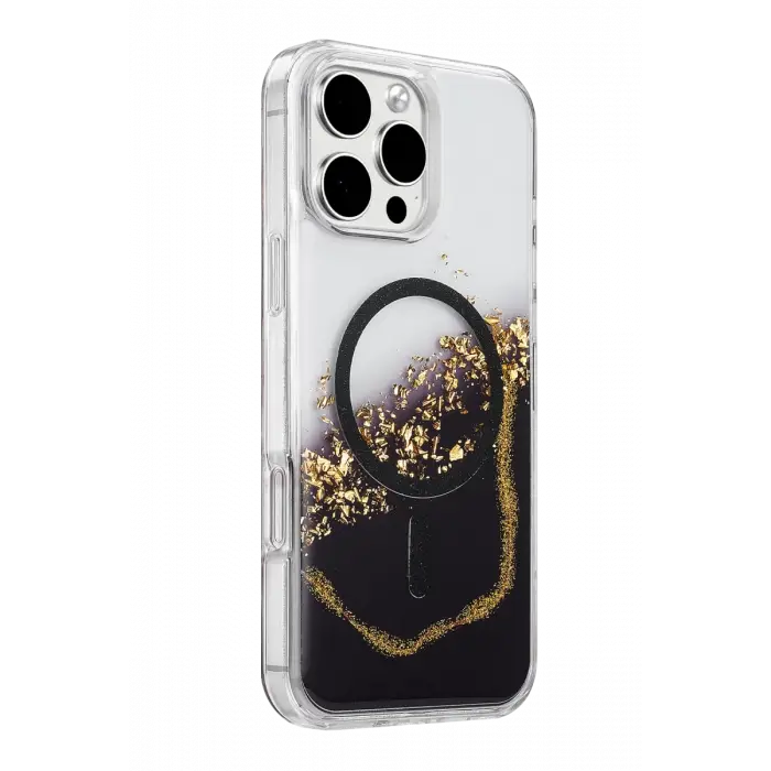 Mey İthalat®   iPhone 16 Pro Max Lotus Simli Magsafe Kapak - Siyah