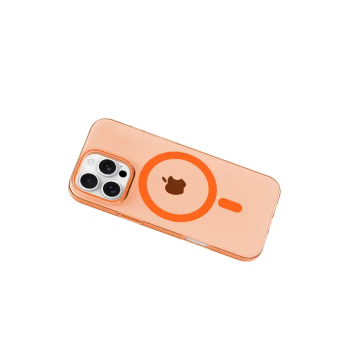 Mey İthalat®   iPhone 16 Pro Max PC Blank Magsafe Kapak - Turuncu