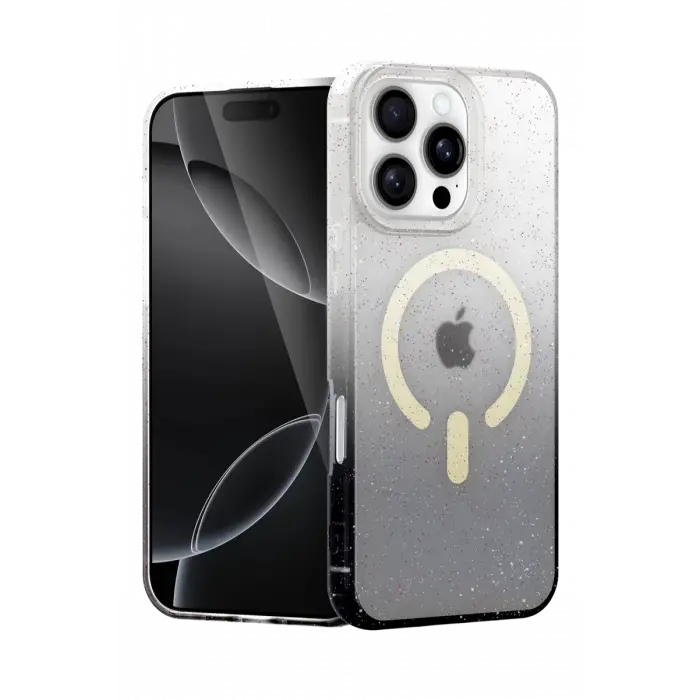 Mey İthalat®   iPhone 16 Pro Max Pummel Shiny Magsafe Kapak - Siyah