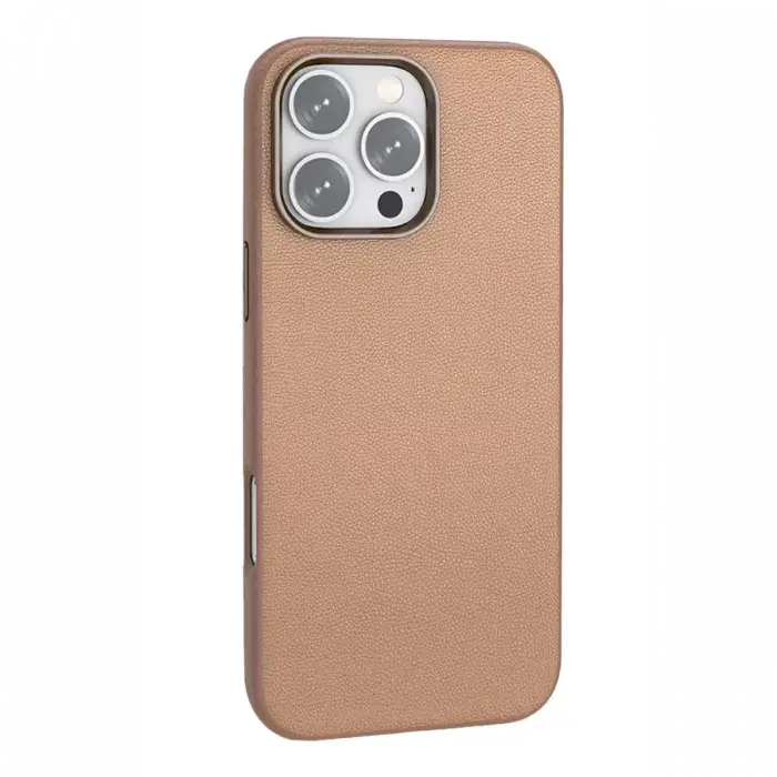 Mey İthalat®   iPhone 16 Pro Max Wonder Deri Magsafe Kapak - Bronz