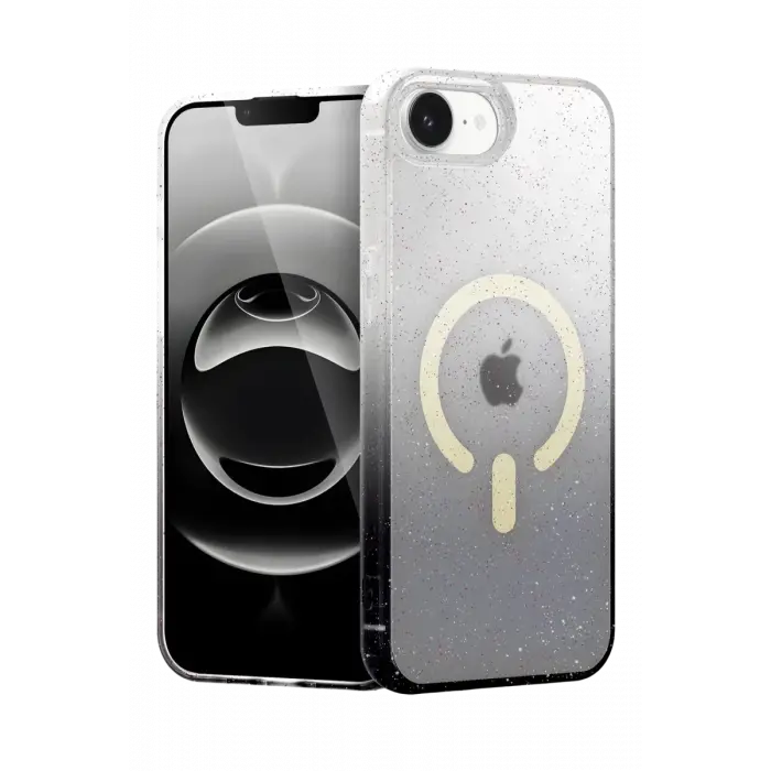 Mey İthalat®   iPhone 16E Pummel Shiny Magsafe Kapak - Siyah