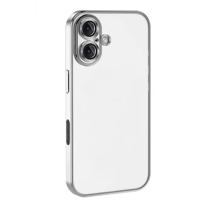 Mey İthalat®   iPhone 17  Lensli Silikon - Gümüş