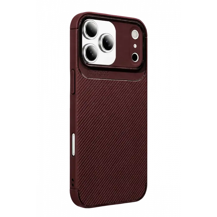 Mey İthalat®   iPhone 17 Pro Auto Focus Karbon Kapak - Bordo