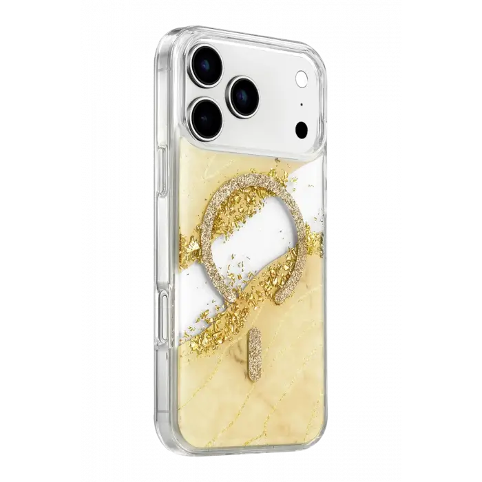 Mey İthalat®   iPhone 17 Pro Max Lotus Simli Magsafe Kapak - Gümüş