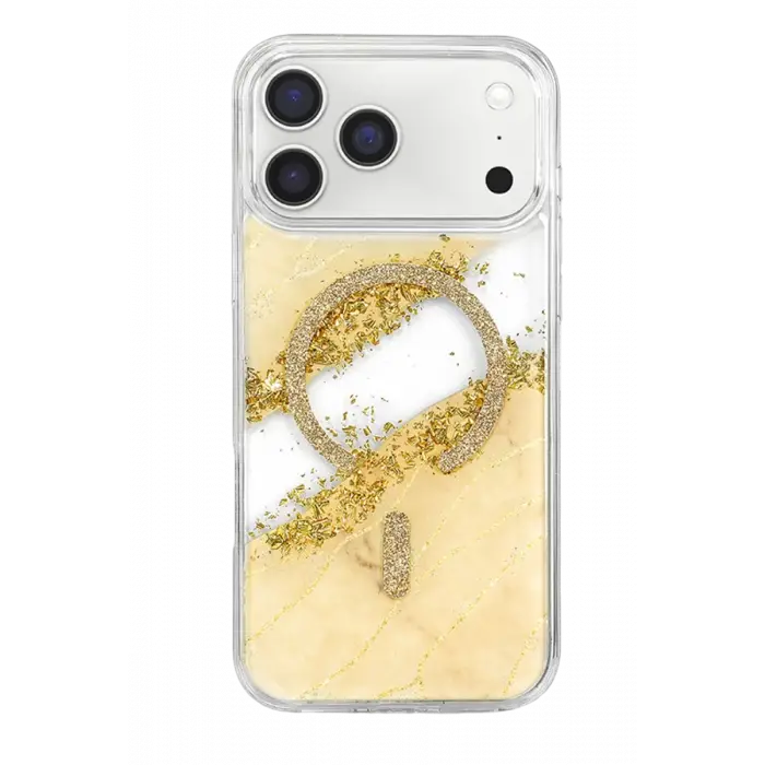 Mey İthalat®   iPhone 17 Pro Max Lotus Simli Magsafe Kapak - Gümüş