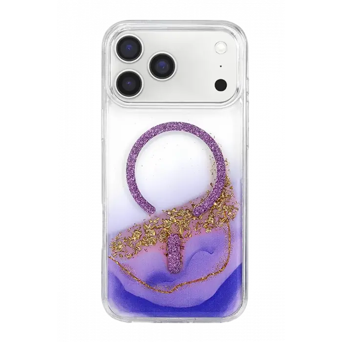 Mey İthalat®   iPhone 17 Pro Max Lotus Simli Magsafe Kapak - Mor