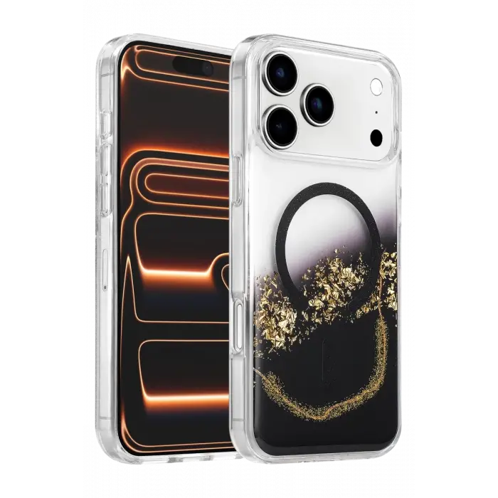 Mey İthalat®   iPhone 17 Pro Max Lotus Simli Magsafe Kapak - Siyah