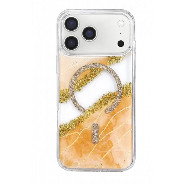 Mey İthalat®   iPhone 17 Pro Max Lotus Simli Magsafe Kapak - Turuncu