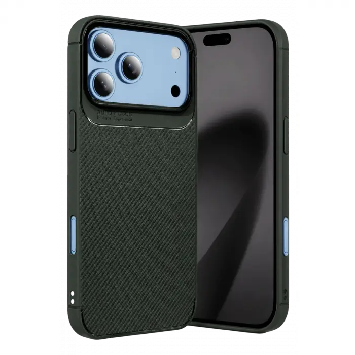 Mey İthalat®  iPhone 18 Pro Max Auto Focus Karbon Kapak - Yeşil