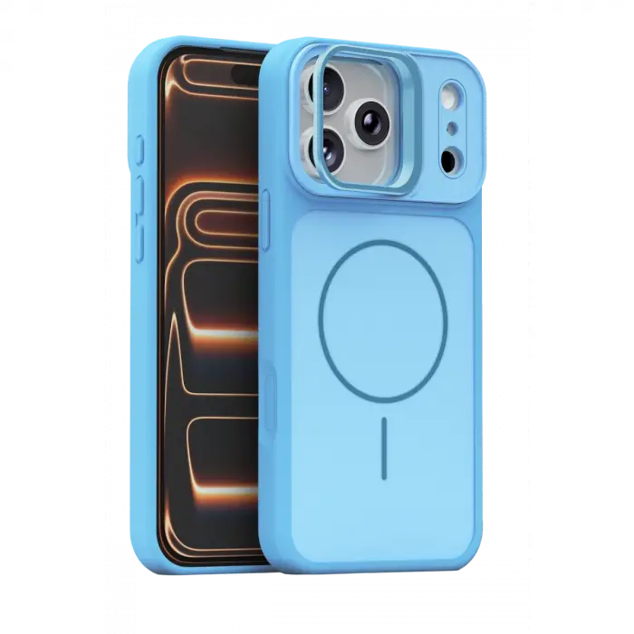 Mey İthalat®   iPhone 18 Pro Max Pale Magsafe Standlı Kapak - Sierra Blue