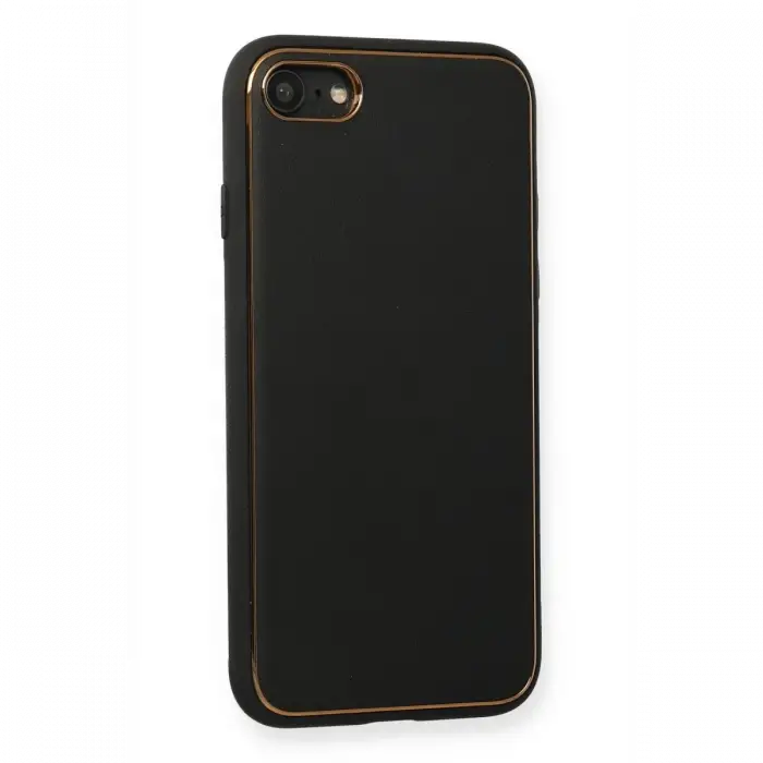 Mey İthalat®  iPhone 7 Kılıf Coco Deri Silikon Kapak - Siyah