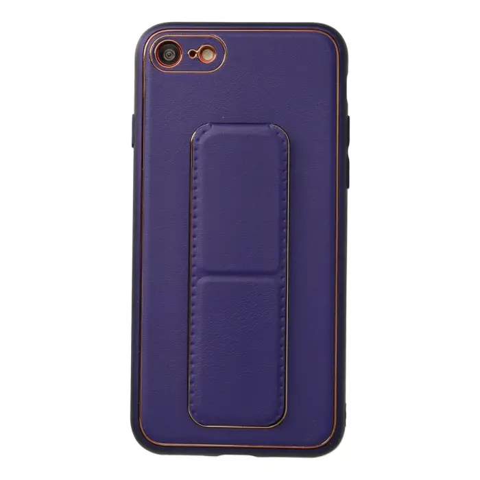 Mey İthalat®   iPhone 7 Kılıf Coco Deri Standlı Kapak - Mor