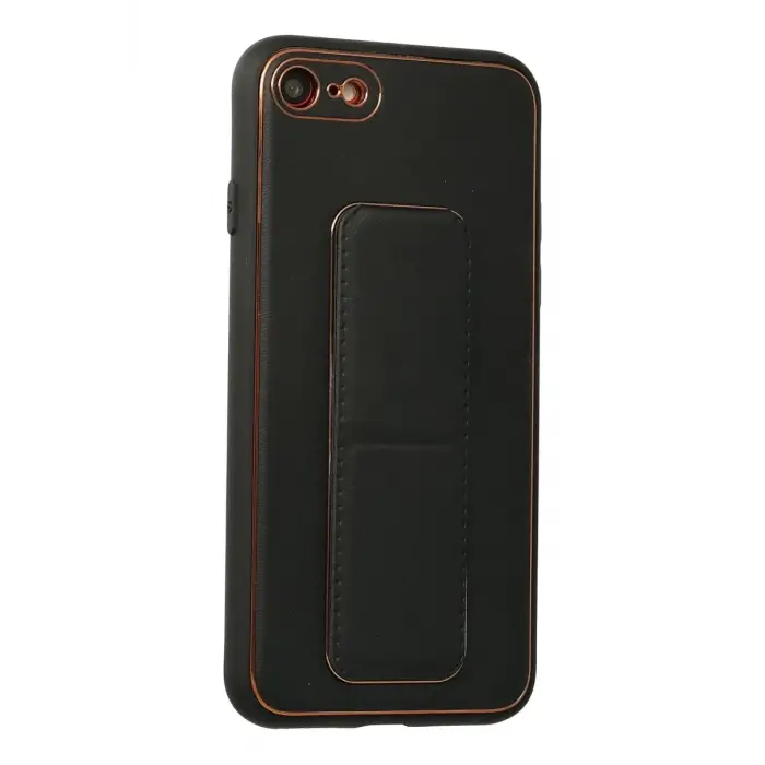 Mey İthalat®   iPhone 7 Kılıf Coco Deri Standlı Kapak - Siyah