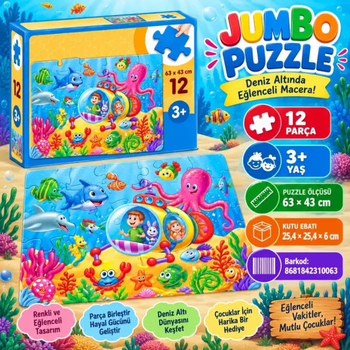 Mey İthalat® JP 31006 JUMBO PUZZLE 12 PARÇA