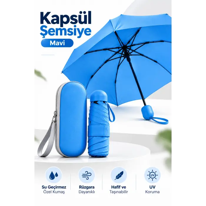Mey İthalat® KAPSUL ŞEMSİYE MAVİ