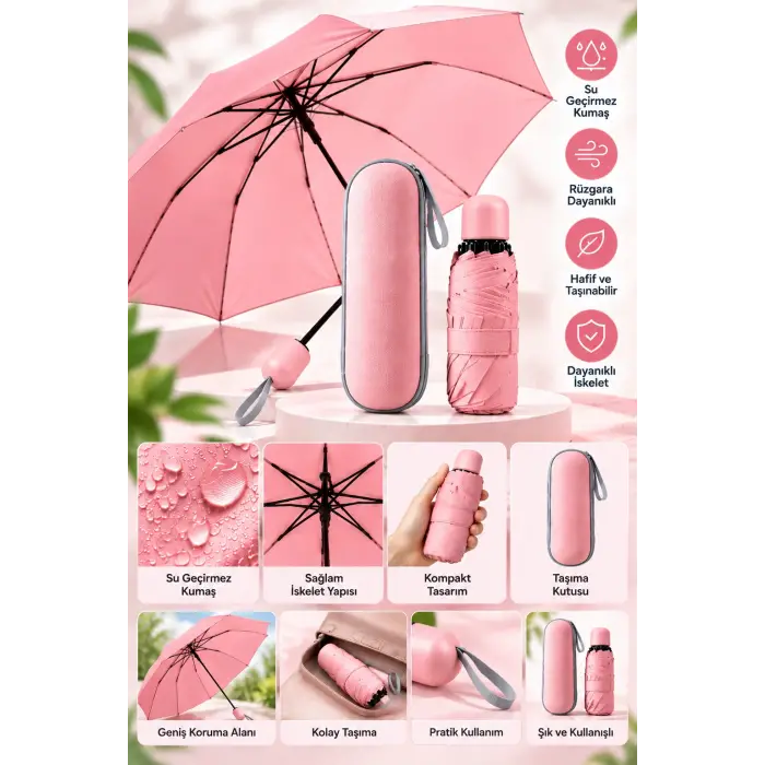 Mey İthalat® KAPSÜL ŞEMSİYE PEMBE