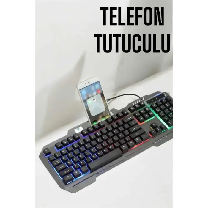 Mey İthalat®  Klavyesi Q Klavye RGB Işıklı Mouse Hediyeli