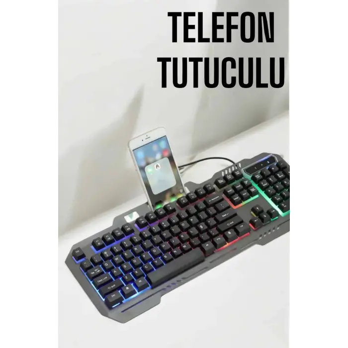 Mey İthalat®  Klavyesi Q Klavye RGB Işıklı Mouse Hediyeli