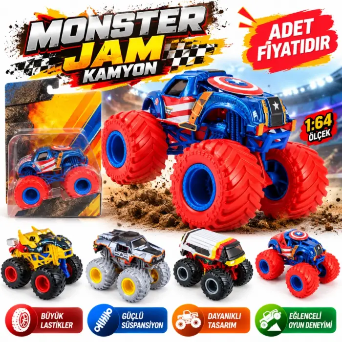 Mey İthalat® Monster Jam Kamyon Marvel Tekli Paket (adet fiyatıdır)