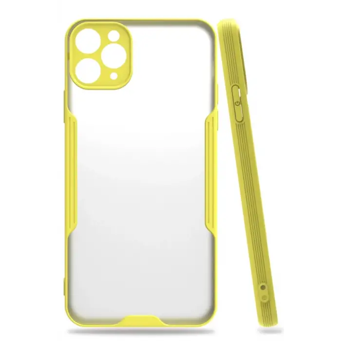 Mey İthalat®   iPhone 11 Pro Max Kılıf Platin Silikon - Sarı