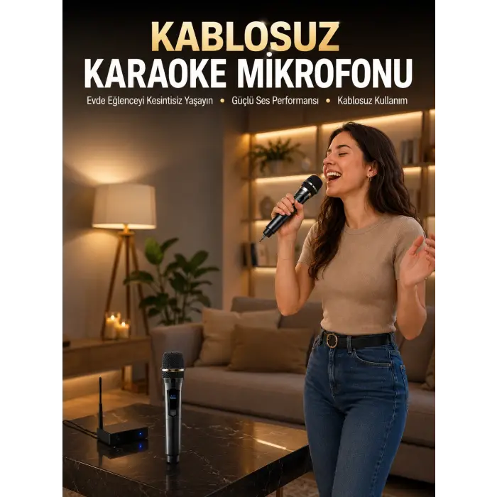 Mey İthalat® Profesyonel Kablosuz Mikrofon Seti Çift Mikrofonlu