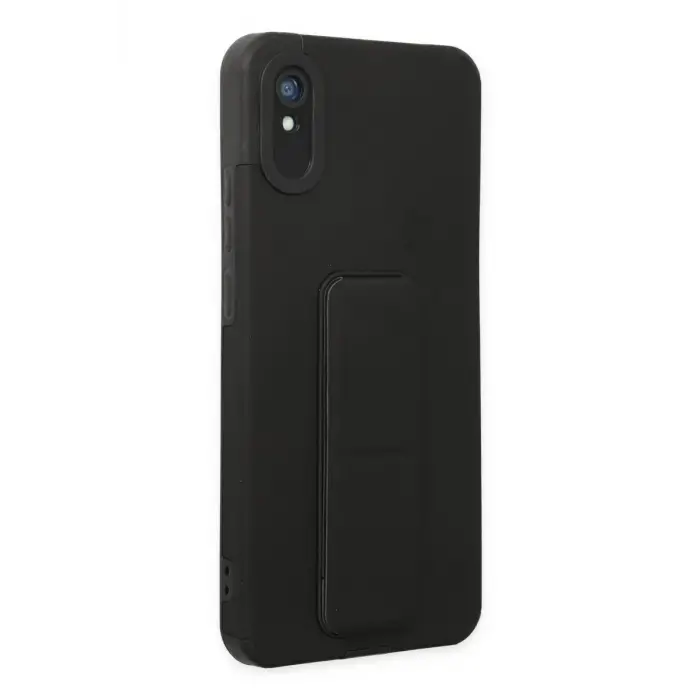 Mey İthalat®   Redmi 9A Kılıf Mega Standlı Silikon - Siyah