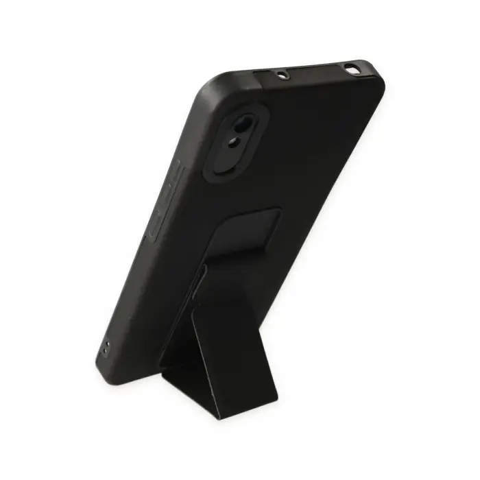 Mey İthalat®   Redmi 9A Kılıf Mega Standlı Silikon - Siyah