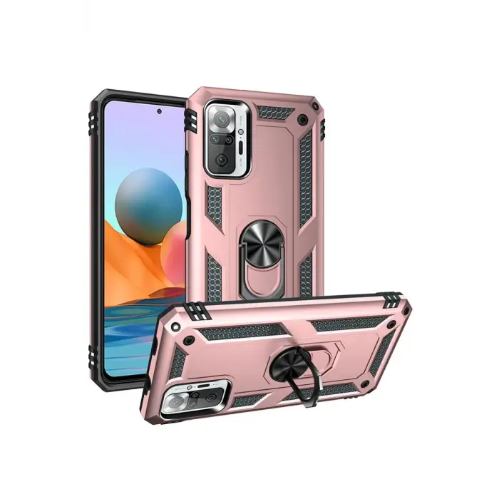 Mey İthalat®   Redmi Note 10 Pro Kılıf Sofya Yüzüklü Silikon Kapak - Rose