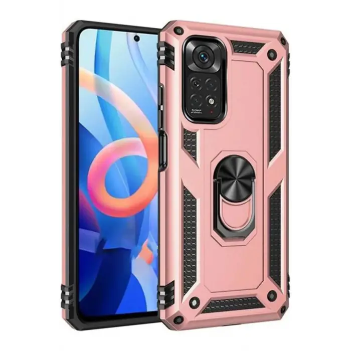 Mey İthalat®   Redmi Note 12S Kılıf Sofya Yüzüklü Silikon Kapak - Rose