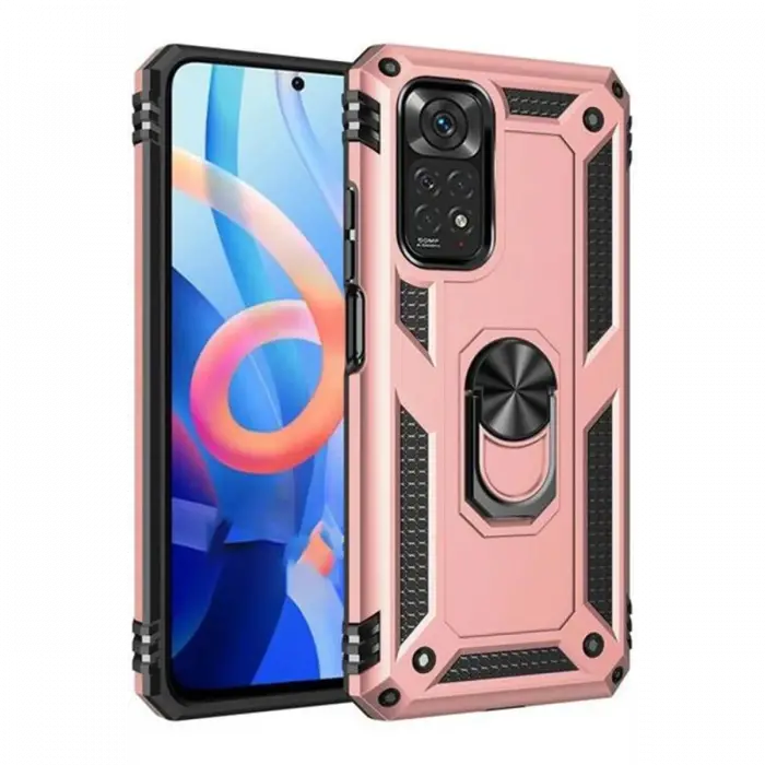 Mey İthalat®   Redmi Note 12S Kılıf Sofya Yüzüklü Silikon Kapak - Rose