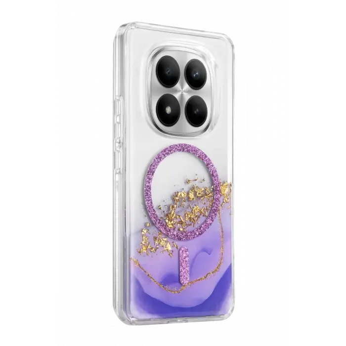 Mey İthalat®   Redmi Note 15 Pro 5G Lotus Simli Magsafe Kapak - Mor