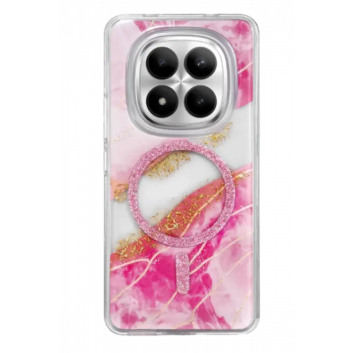 Mey İthalat®   Redmi Note 15 Pro 5G Lotus Simli Magsafe Kapak - Pembe