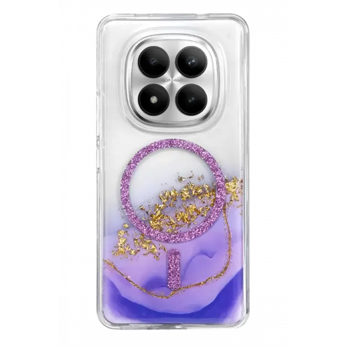 Mey İthalat®   Redmi Note 15 Pro Plus 5G Lotus Simli Magsafe Kapak - Mor