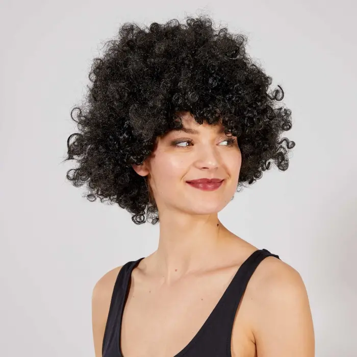 Mey İthalat® Siyah Renk Kıvırcık Afro Bonus Peruk