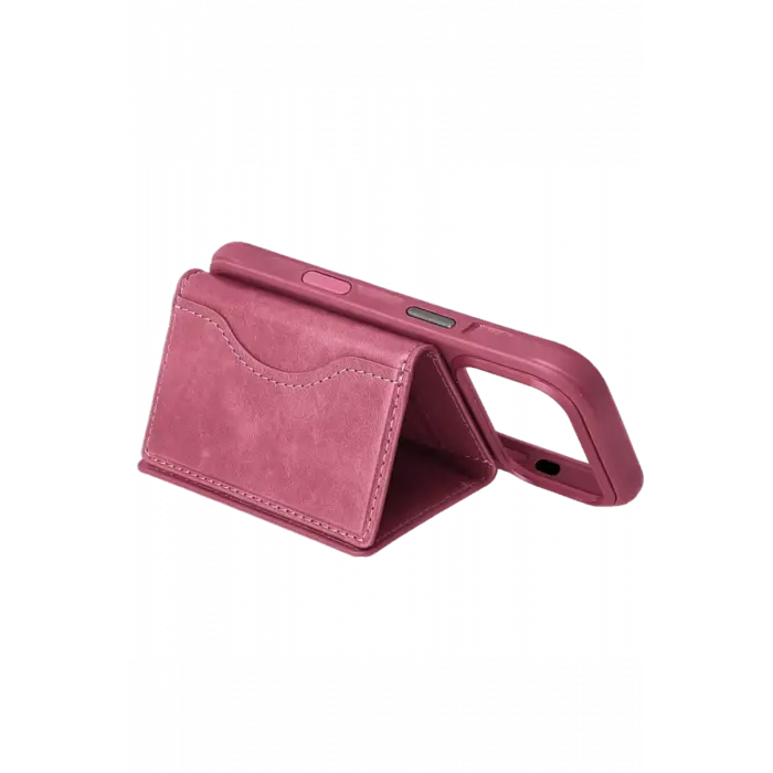 Mey İthalat®  Tema Magsafe Deri Kartlık - Pembe